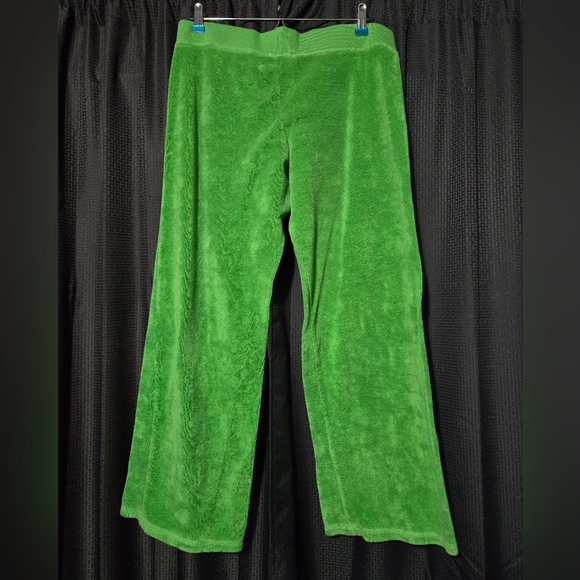 Steve & Barry's y2k terry cloth pants bright lime green size large - Picture 2 of 3